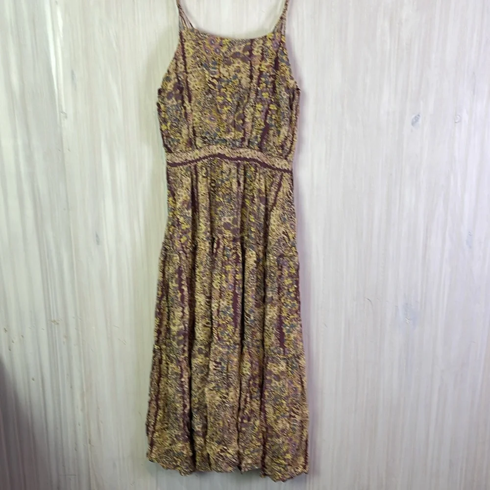 FREE PEOPLE VALERIE TIERED FLORAL OPEN BACK DRESS SMALL